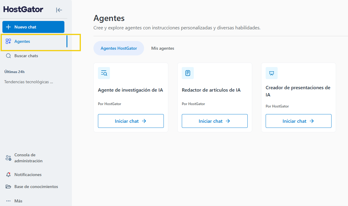 Pestaña "Agentes" de AllPass