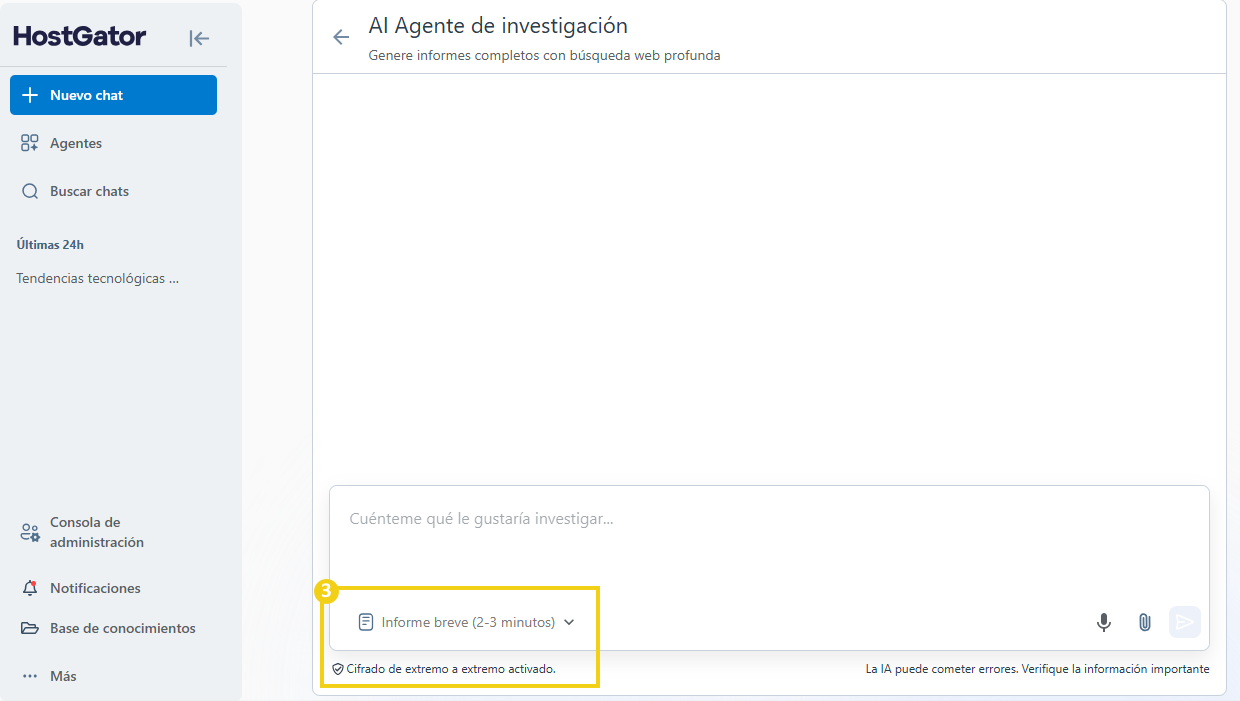 Pantalla de búsqueda — opción para cambiar el tipo de informe: Rápido o Detallado