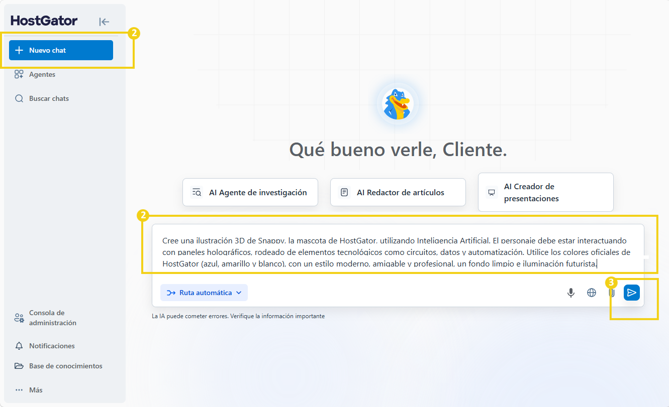 AllPass — pantalla principal con el prompt escrito y marcación en el botón para enviar la solicitud
