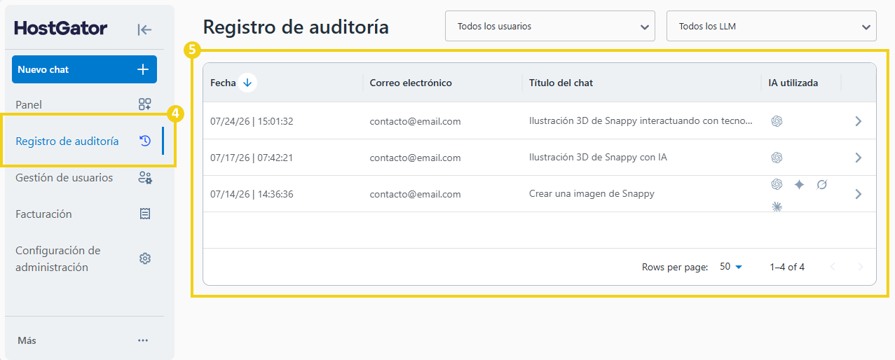 AllPass — marcación en el menú lateral en "Auditoría" y en el historial mostrado