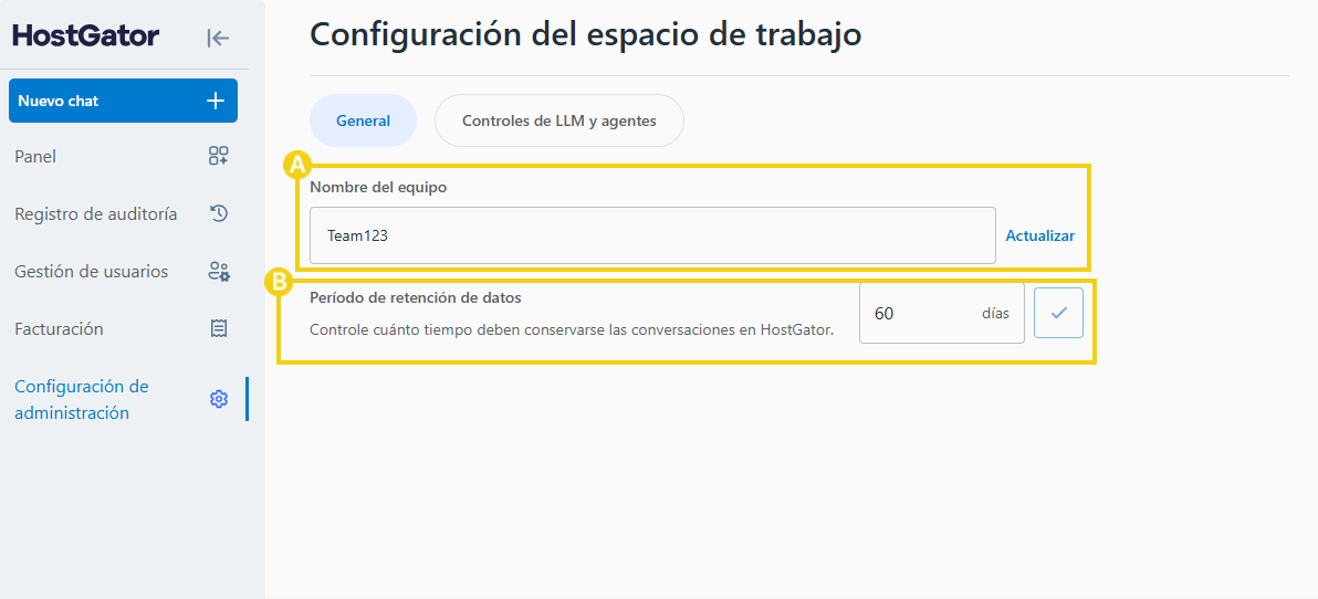 AllPass — opciones disponibles para gestionar el equipo