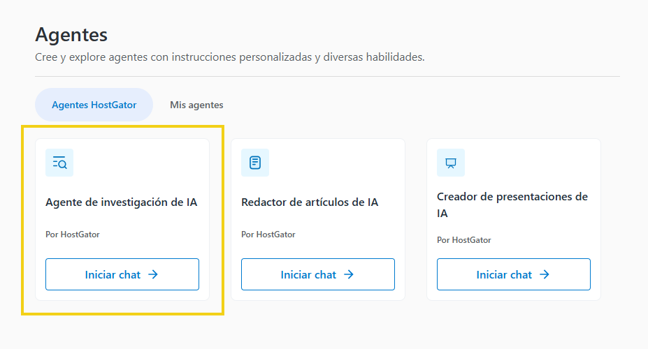 Panel de AllPass — agente de HostGator Agente de Investigación en destaque