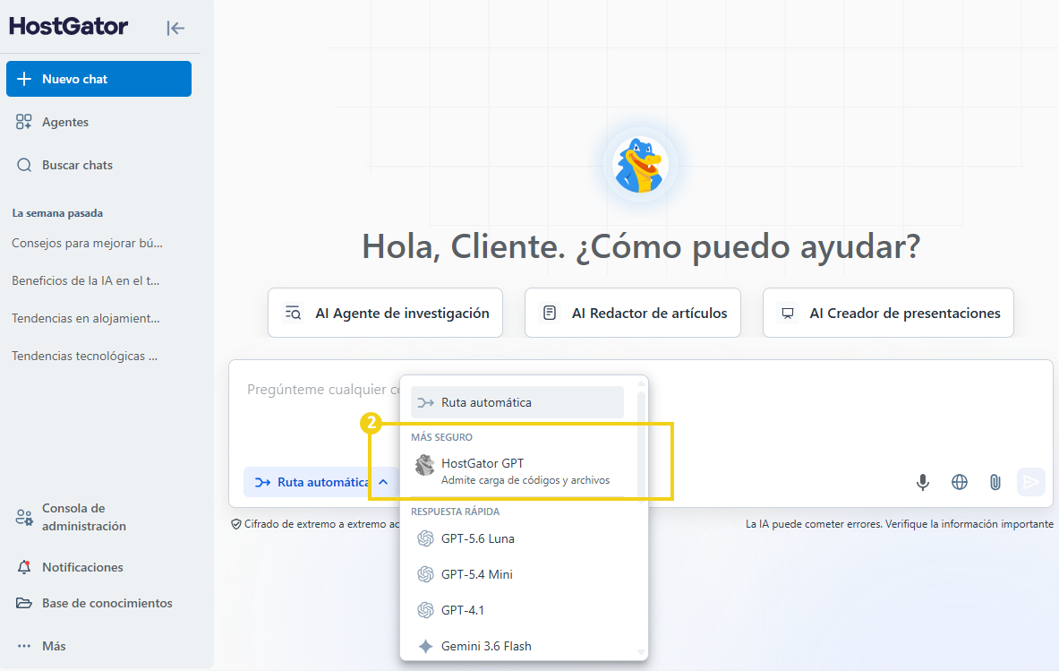 AllPass — opción HostGator GPT disponible en el enrutamiento