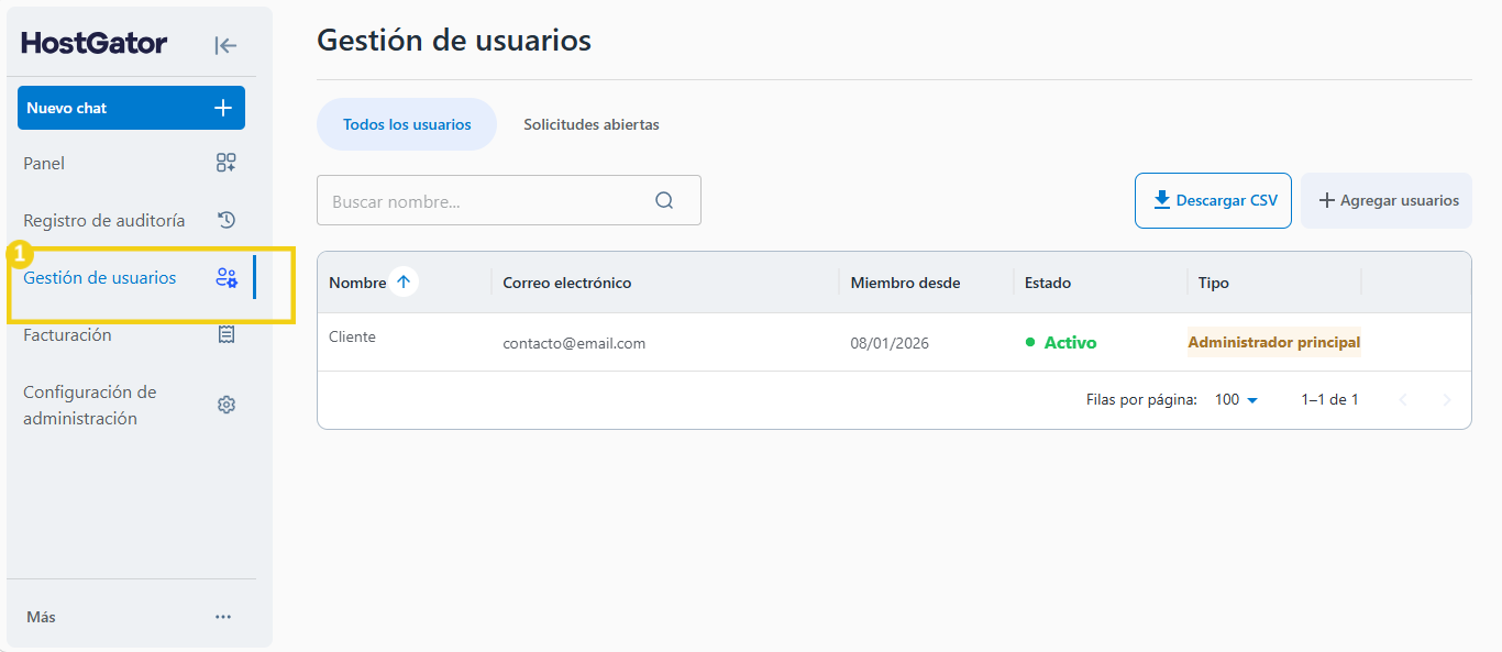 imagen de la pantalla de gestión de usuarios