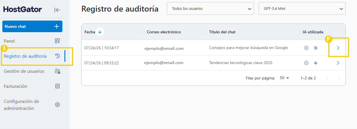 AllPass — opción para visualizar la conversación