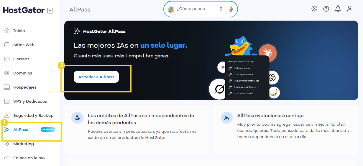 Imagem destaca portal do cliente, mostrando a opção Allpass e o botão para acesso
