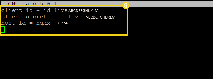 La imagen muestra el comando de terminal para insertar el contenido del archivo descargado.