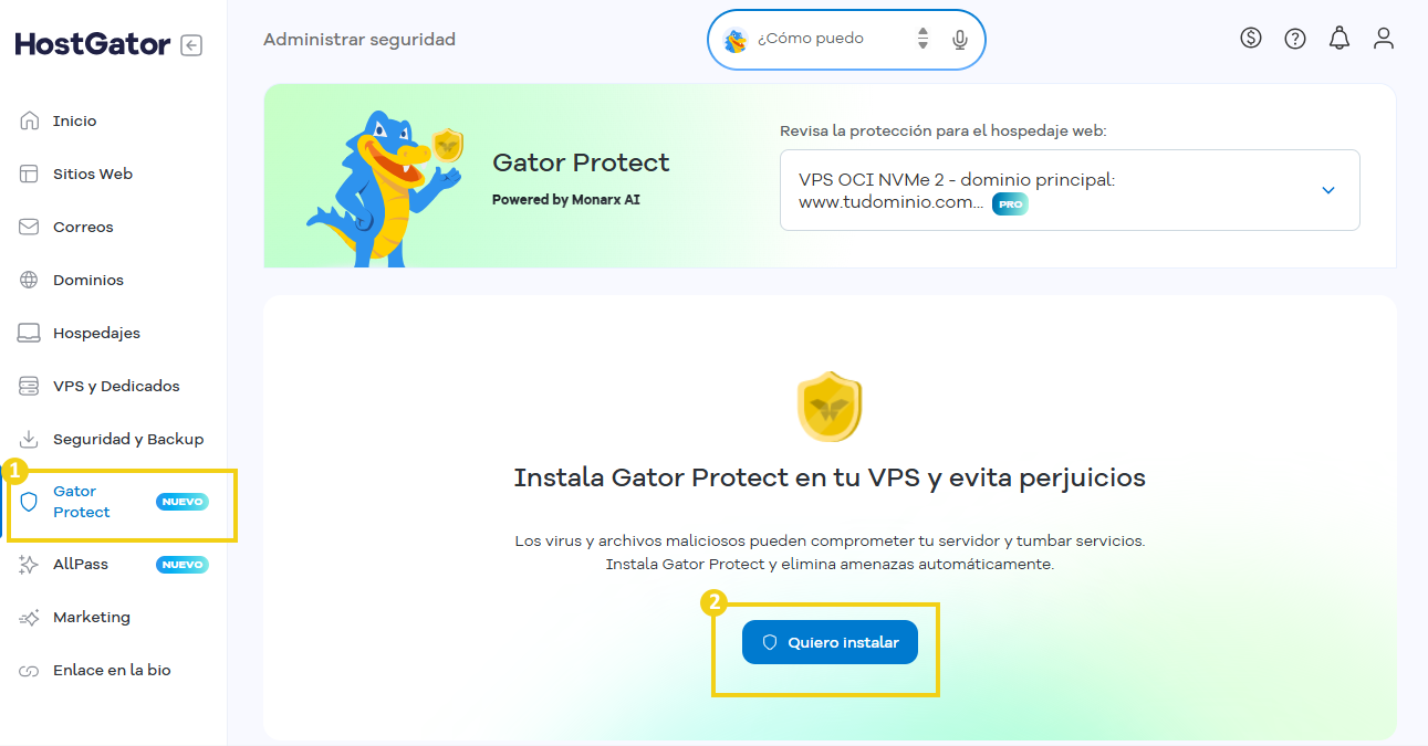 Imagen de la pantalla de instalación de Gator Protect