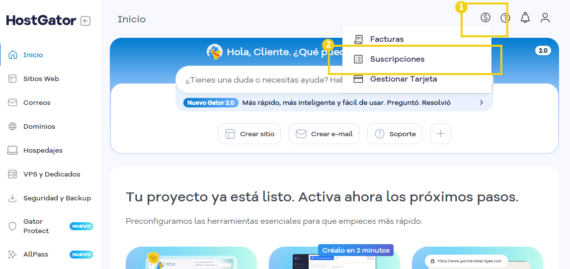 Acceder Suscripciones del Portal del Cliente