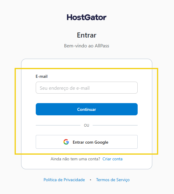 AllPass — pantalla para indicar el correo de registro y luego ingresar el código de validación