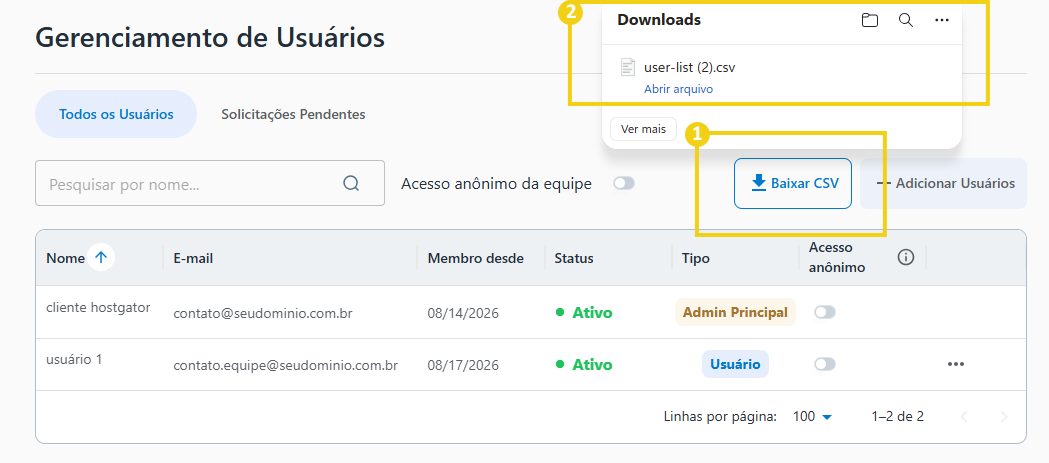 AllPass — flujo para descargar la lista de usuarios