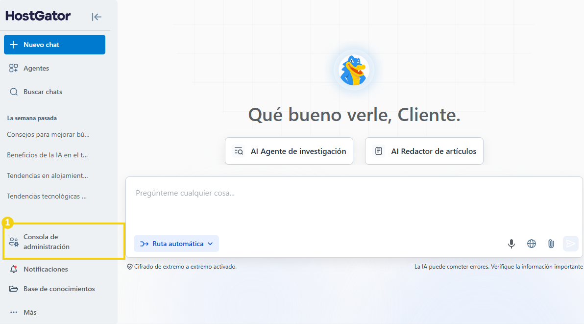 AllPass — pantalla de conversación con la opción Panel admin en destaque