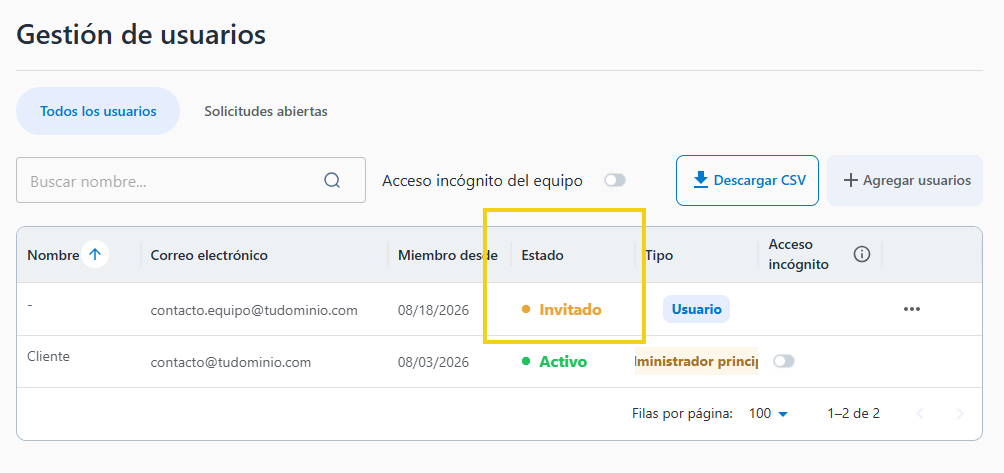 AllPass — estado Invitado mostrado para quien aún no aceptó la invitación