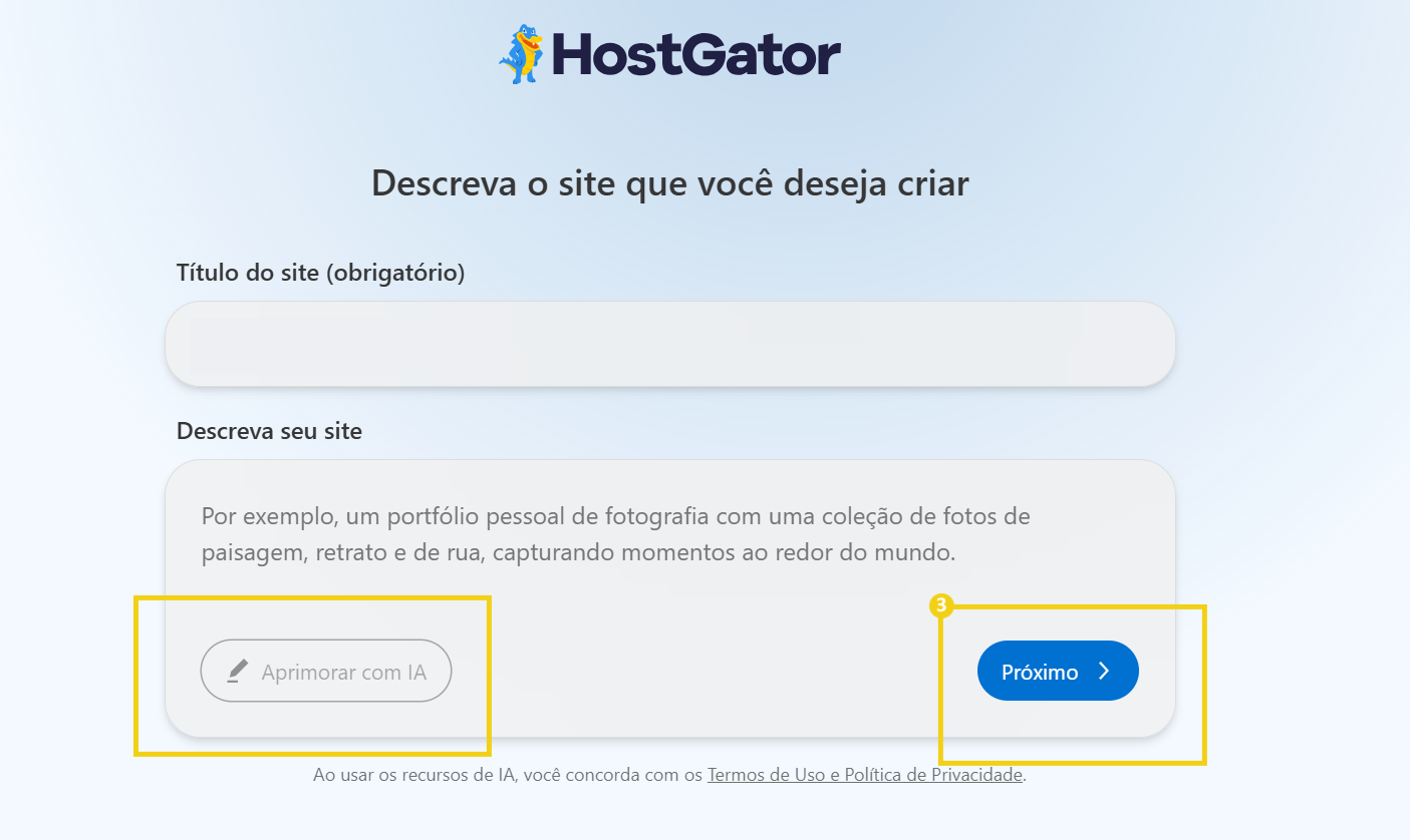 WordPress con IA — pantalla para mejorar la descripción con IA con el botón Próximo marcado