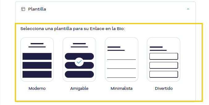 Imagen muestra la sección para elegir la plantilla deseada